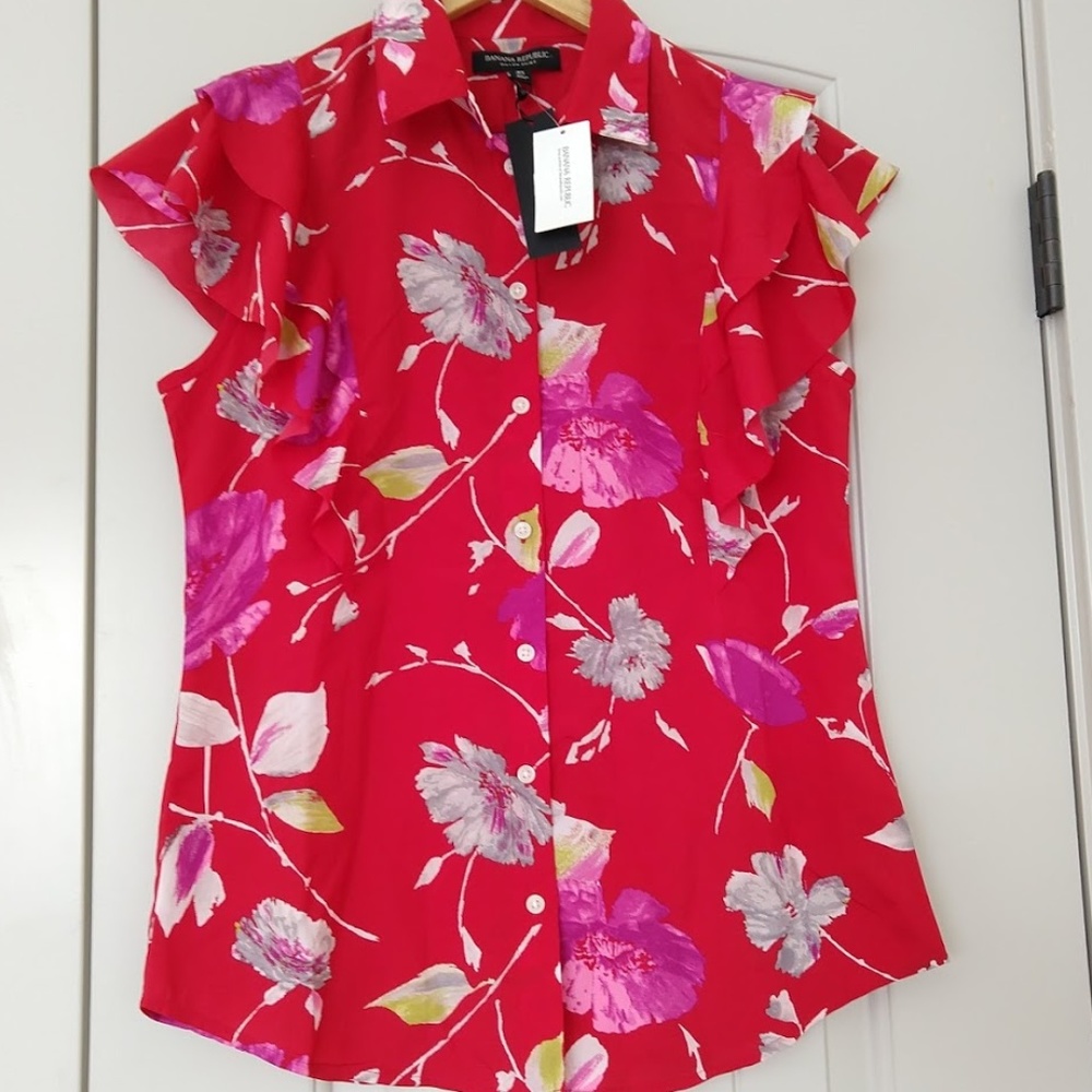 Banana Republic Easy Care Dillon Fit Floral Blouse